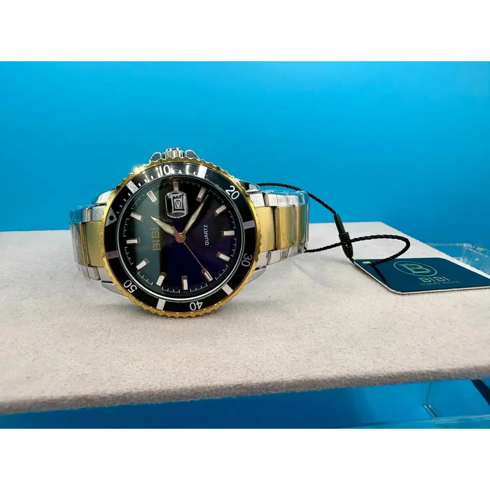 NWT Stunning BiBi Luxury Men's 44mm Two-Tone Wristwatch